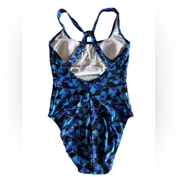 SPEEDO Women’s One Piece geometric shapes blue racerback Swimsuit size 6 - Picture 6 of 7